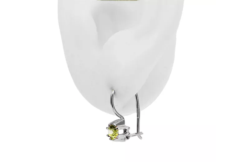 925 فضة 14k 583 Yellow Peridot أقراط vec053s روسي سوفيتي الاتحاد السوفيتي أسلوب فينتاج آرت ديكو style